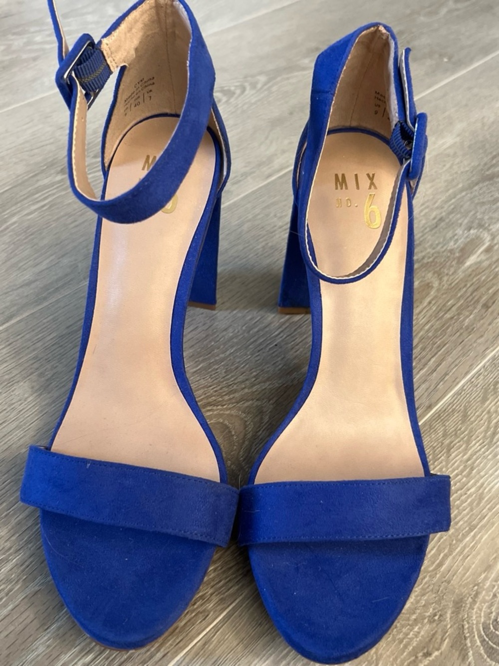 NWOT Mix No. 6 Cobalt Blue Suede Ankle-Strap Block Heels